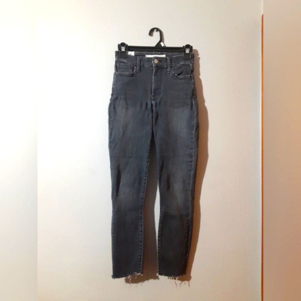 Frank & Eileen Women's Sligo Skinny Jeans Black Denim Raw Hem Size 24